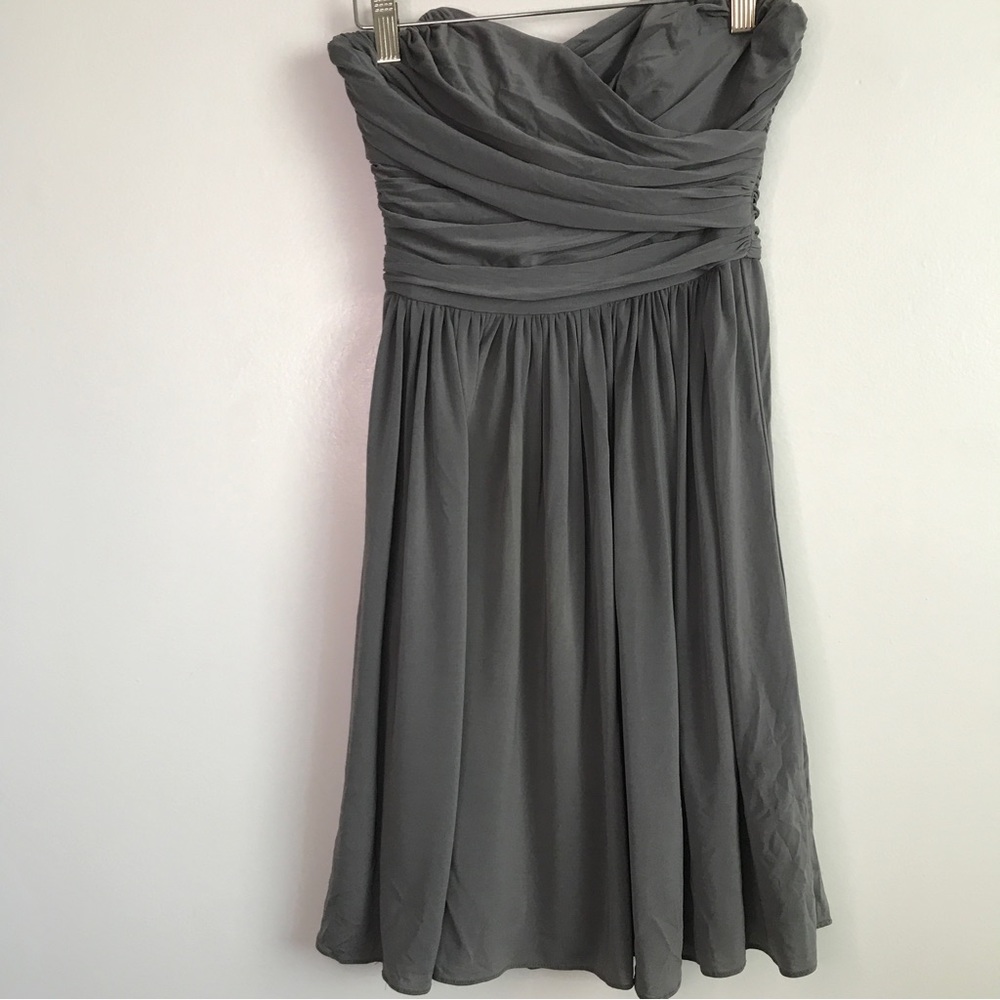 J CREW WOMENS DRESS GRAY STRAPLESS SWEETHEART A LINE 00